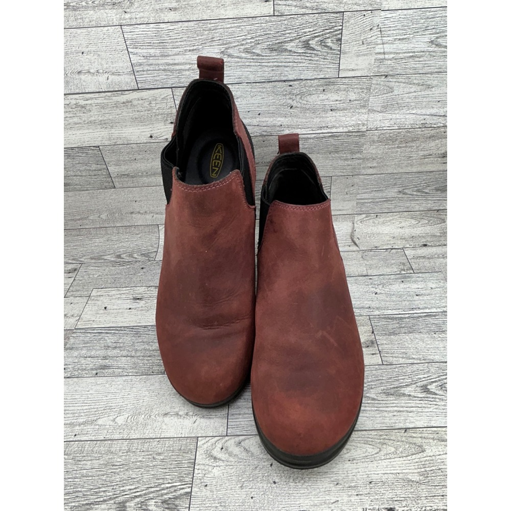 Keen Presidio II Chelsea Boots Women Sz 9W Burgundy Leather Ankle‎ Boots 1017384